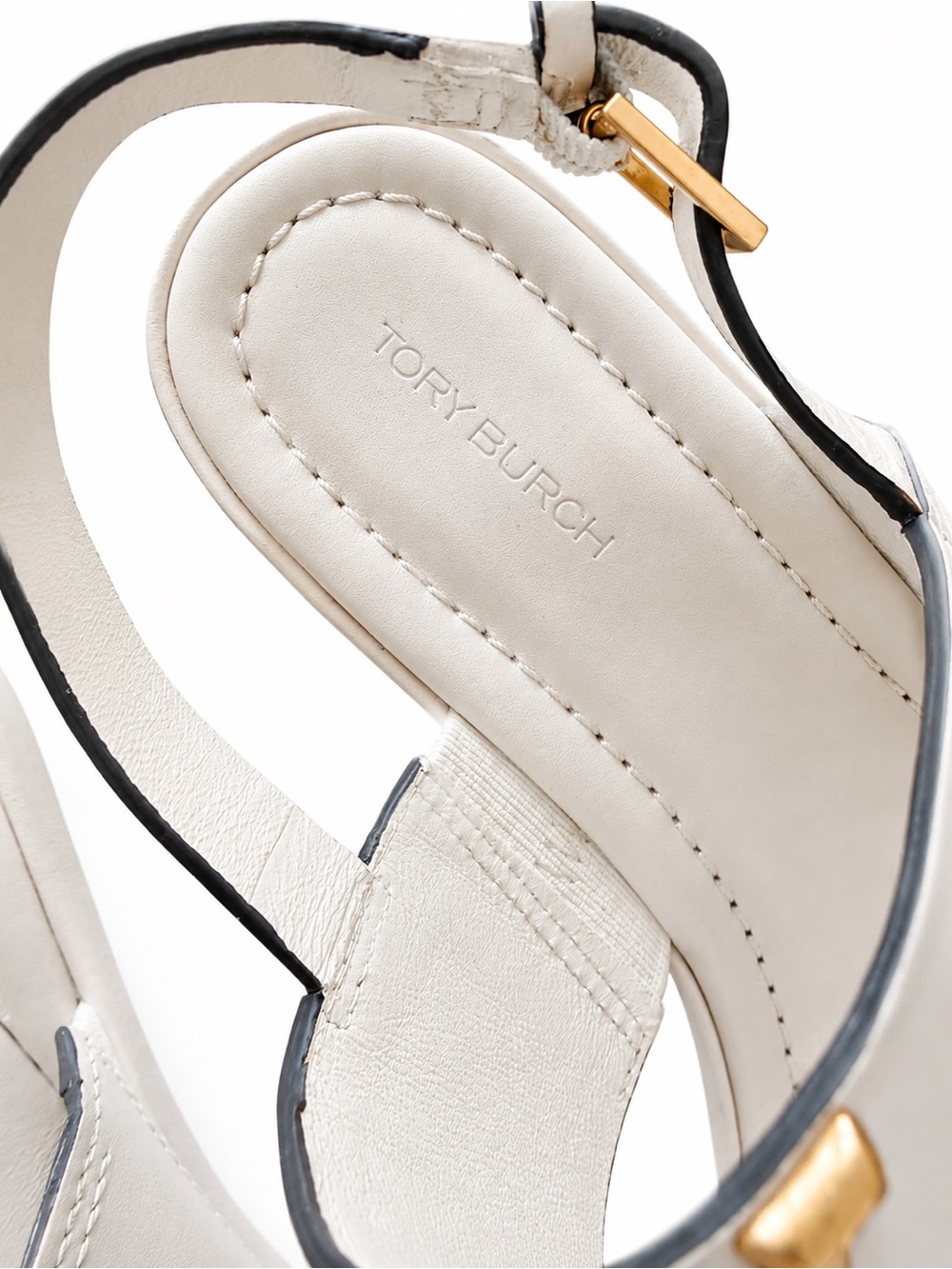 Tory Burch Eleanor Block Heel Slingback Sandal | New Ivory Gold Logo 6.5 - Picture 6 of 11